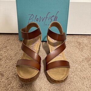 Blowfish Tan Wedge Sandals